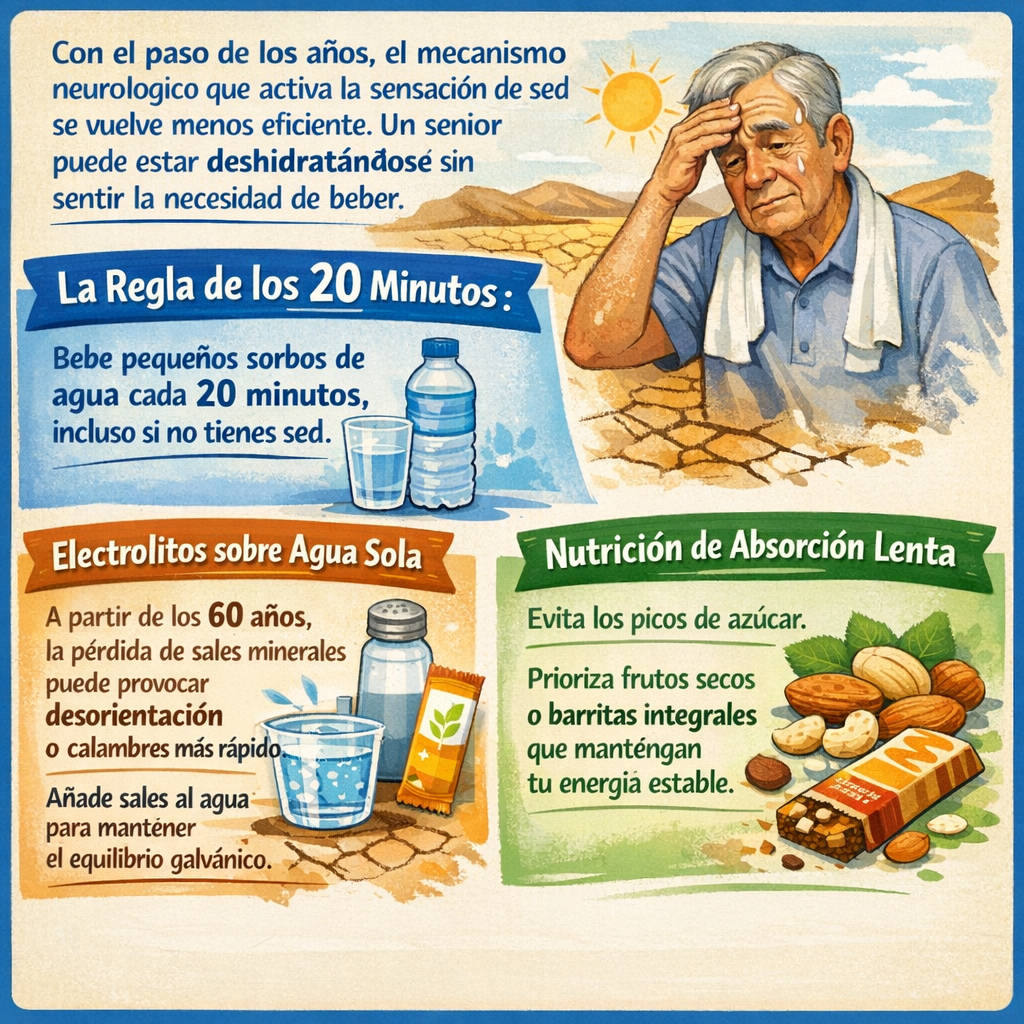 Consejos de hidratación senderistas mayores