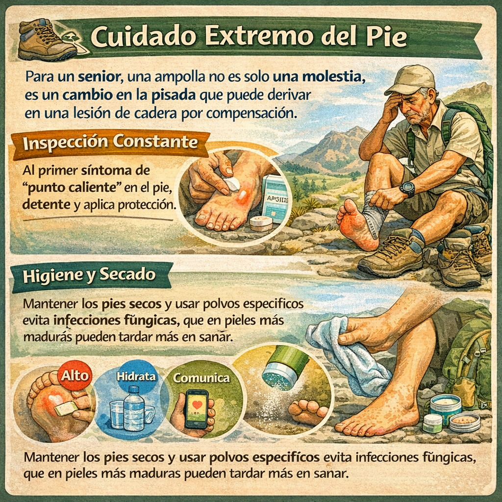 Consejos cuidado del pie senderismo mayores