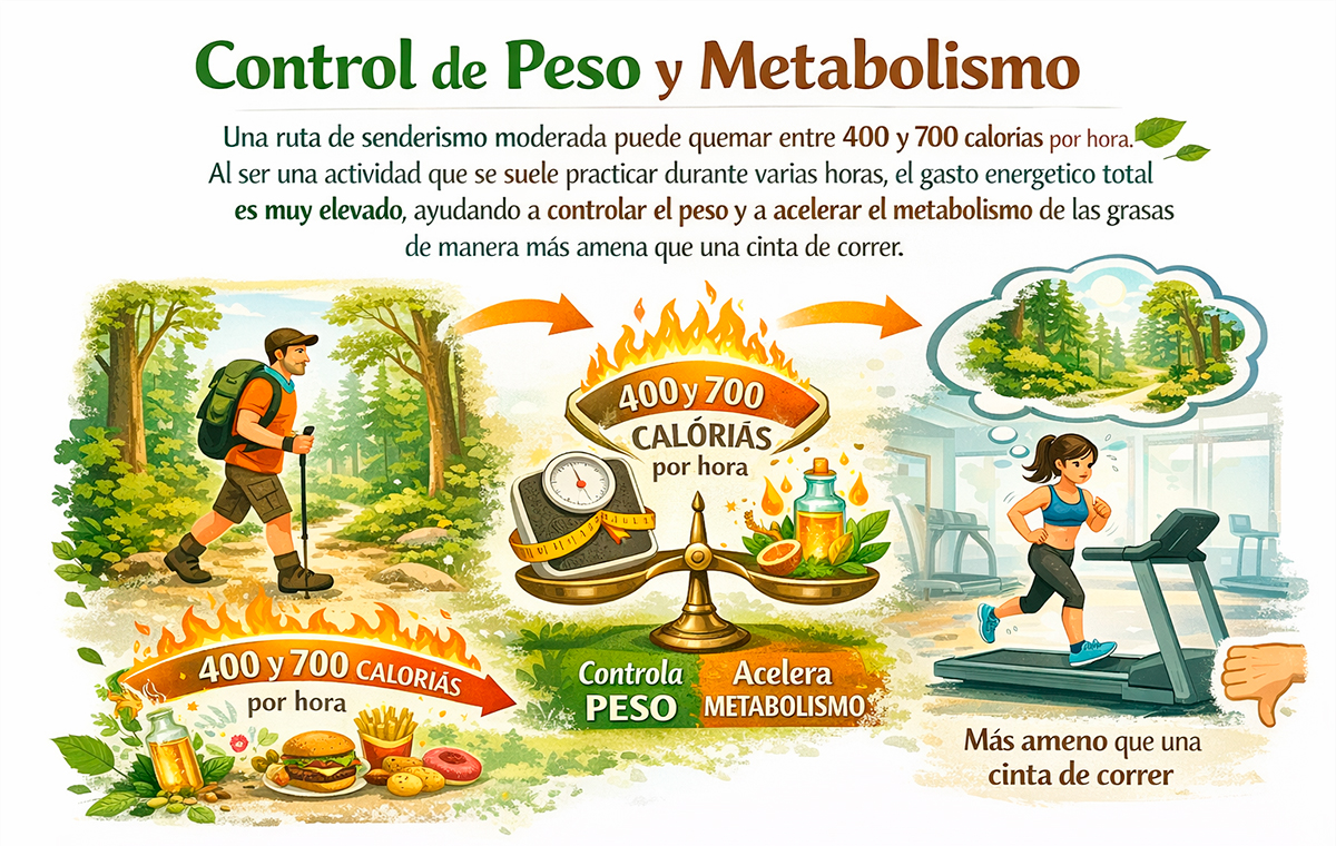 Control del peso haciendo senderismo