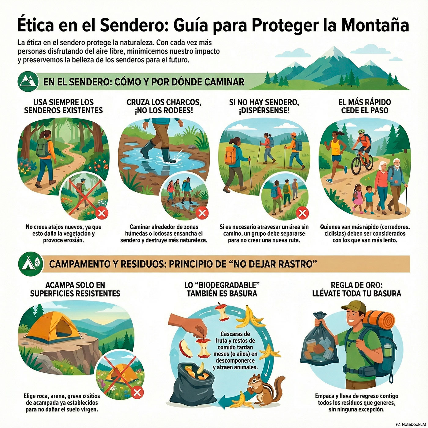 Ética en la montaña se responsable, retira los residuos.
