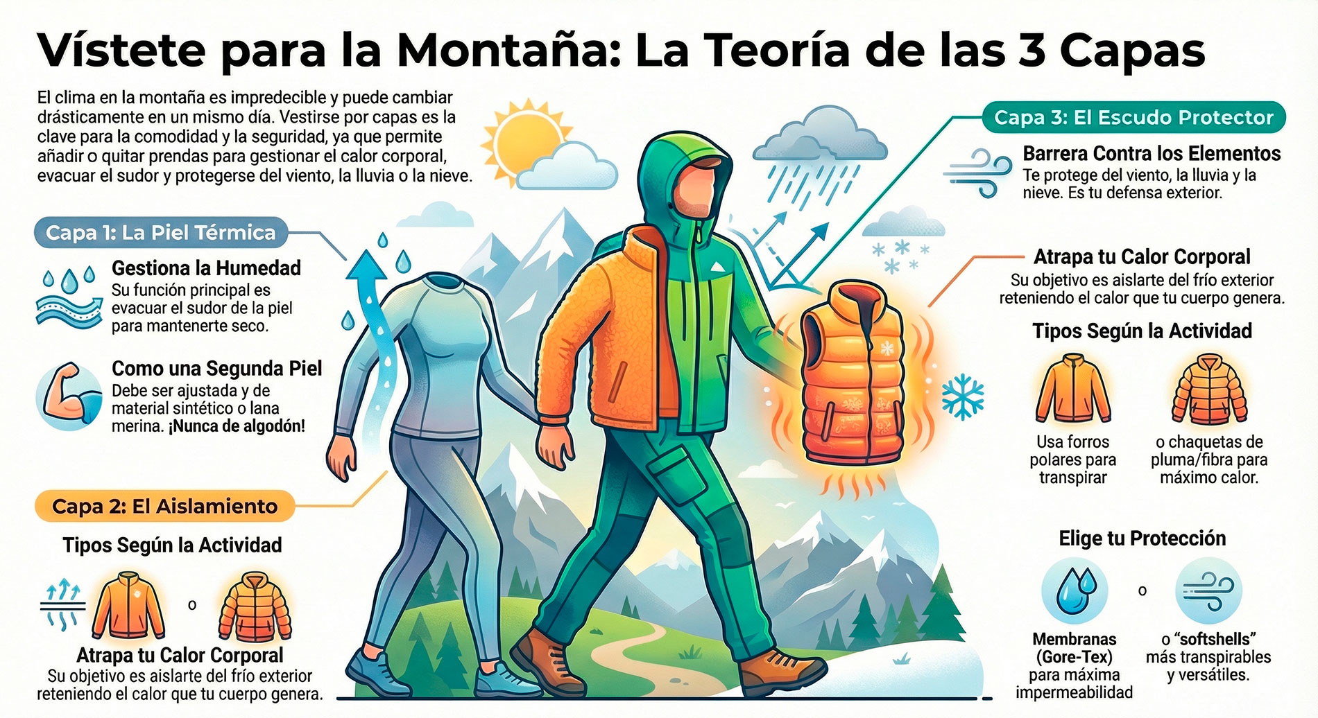 El sistema de las tres capas para tus rutas de senderismo