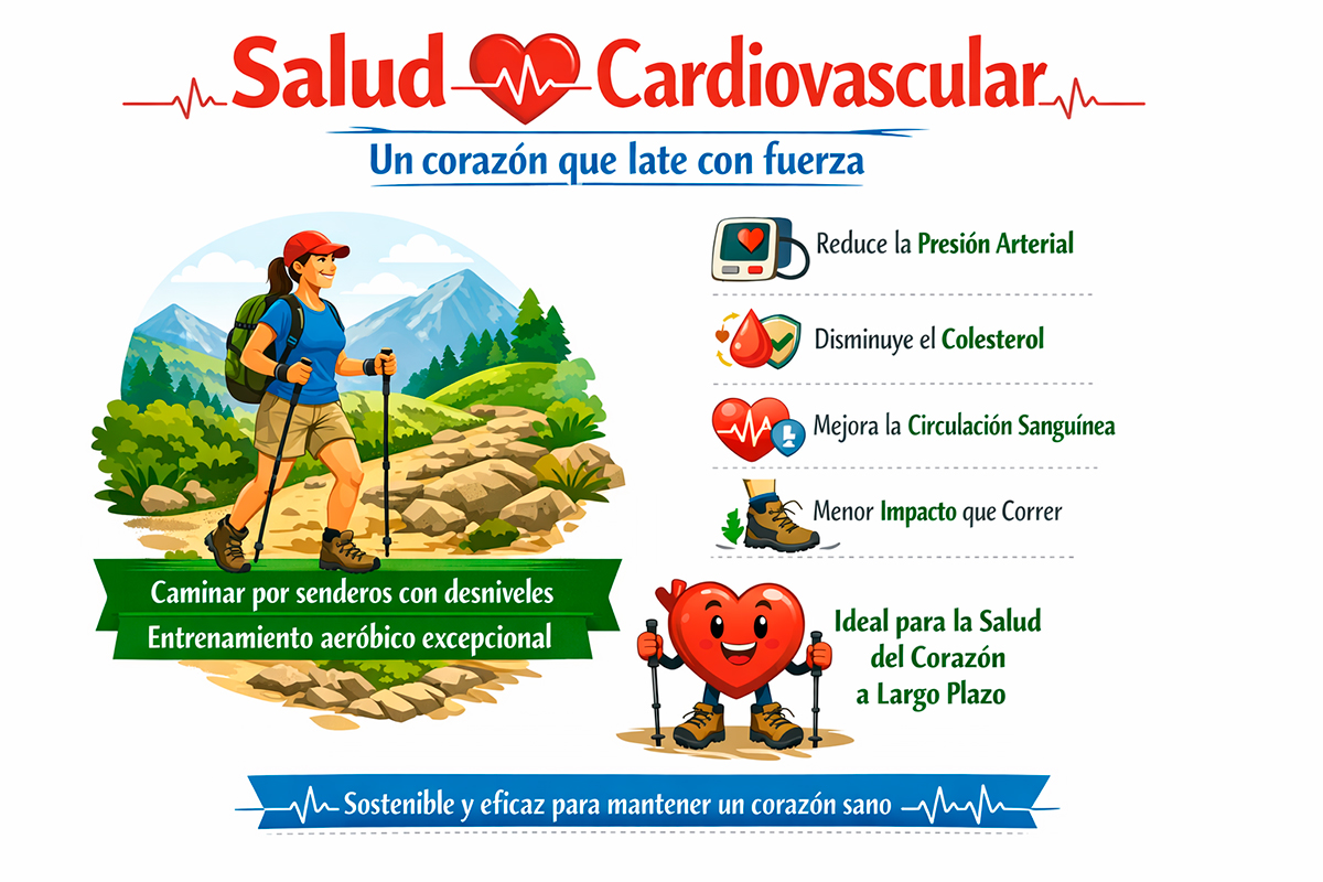 Mejora cardiovascular práctica de senderismo