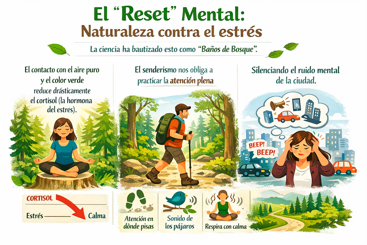 Control del estrés practicando senderismo