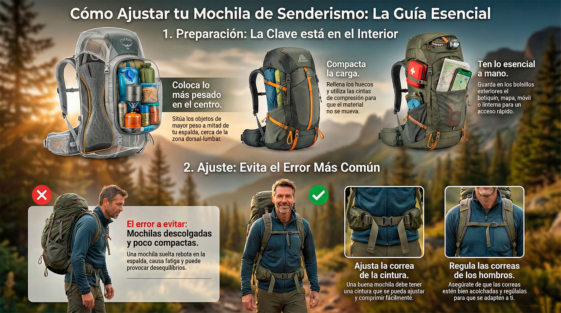 Coomo ajustar la mochila de senderismo