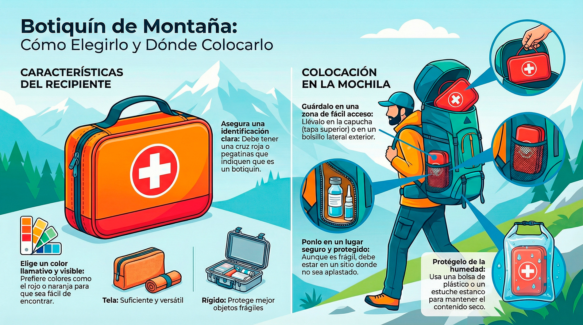 Como elegir y donde colocar un botiquín en las rutas de senderismo.