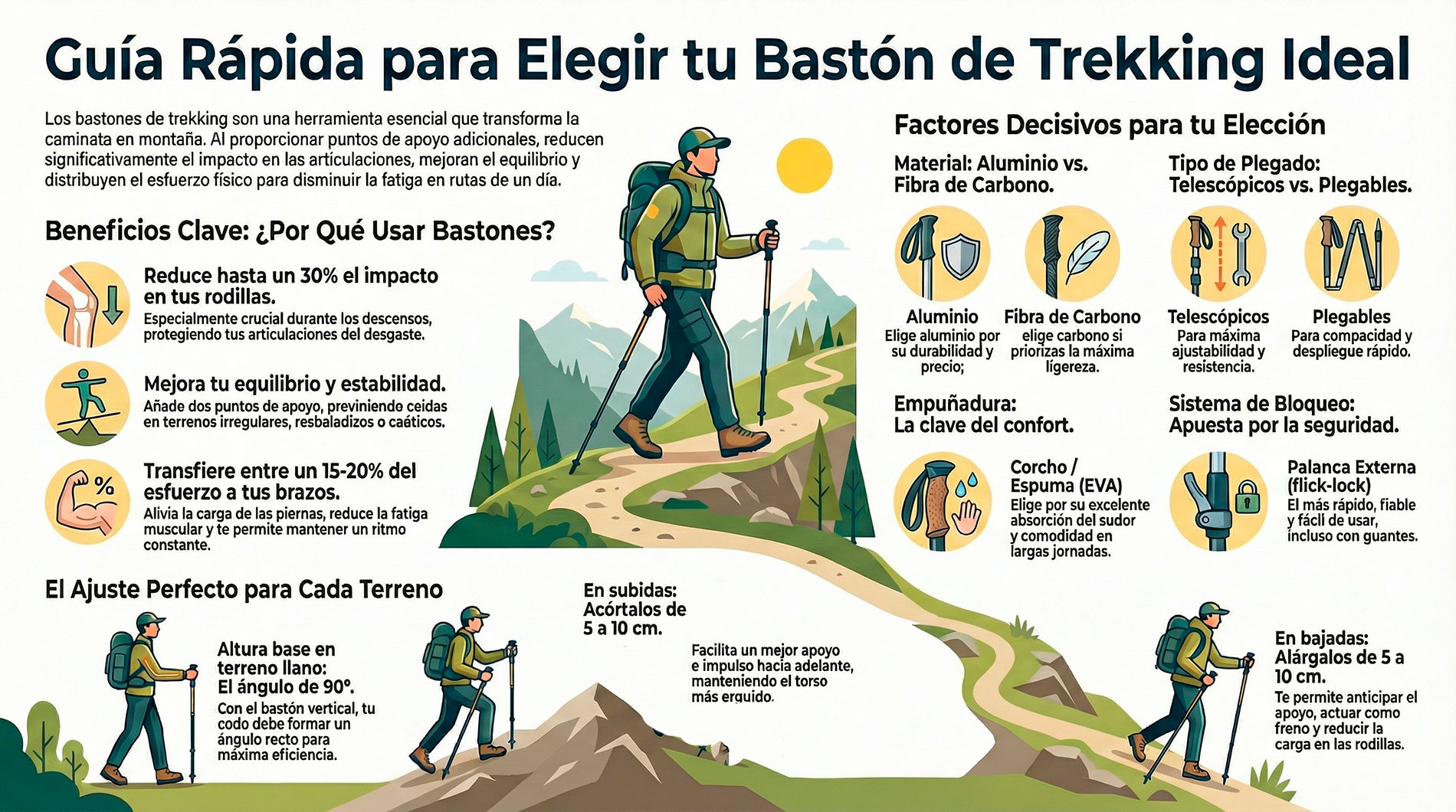 Como elegir el baston ideal en base a la ruta