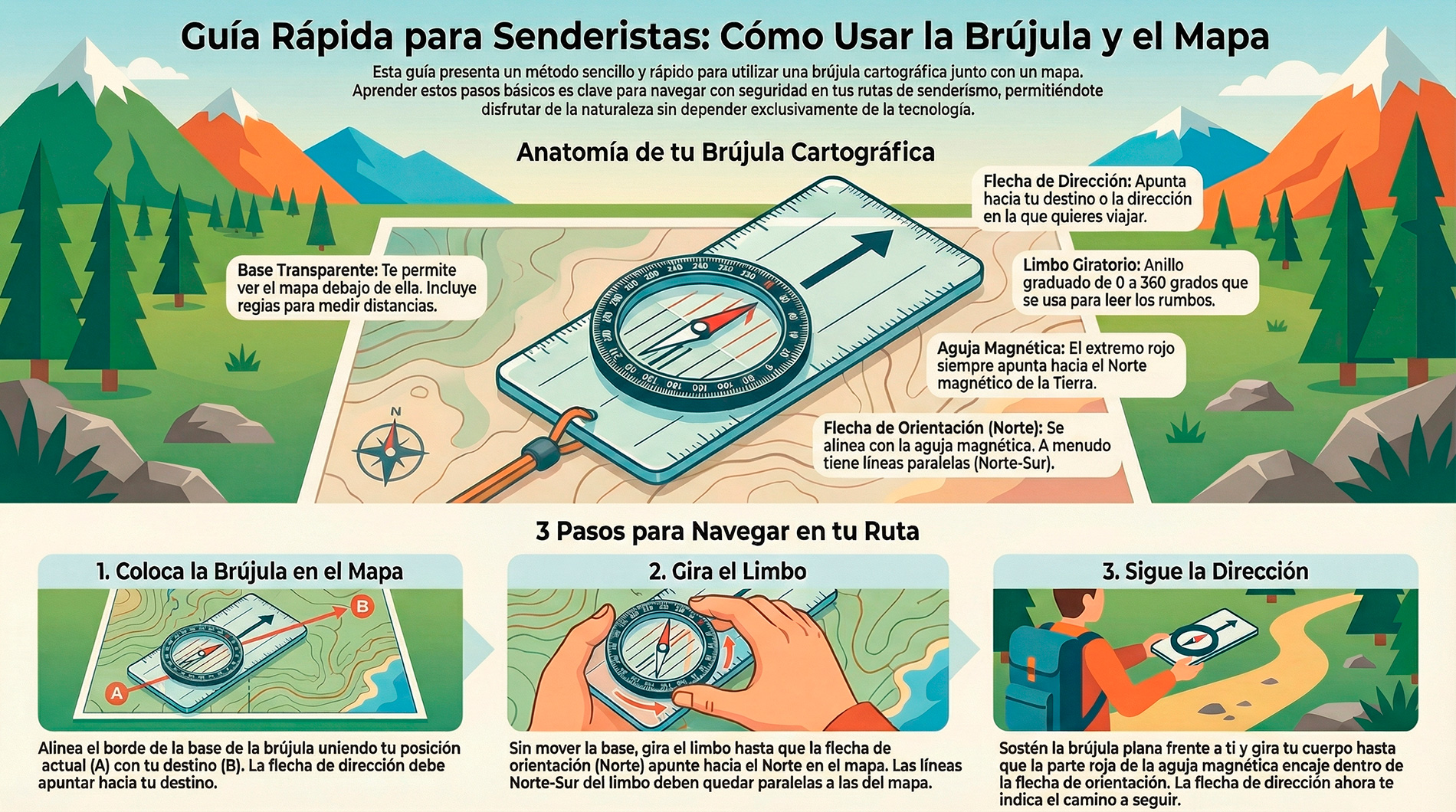 Como usar una brújula con un mapa