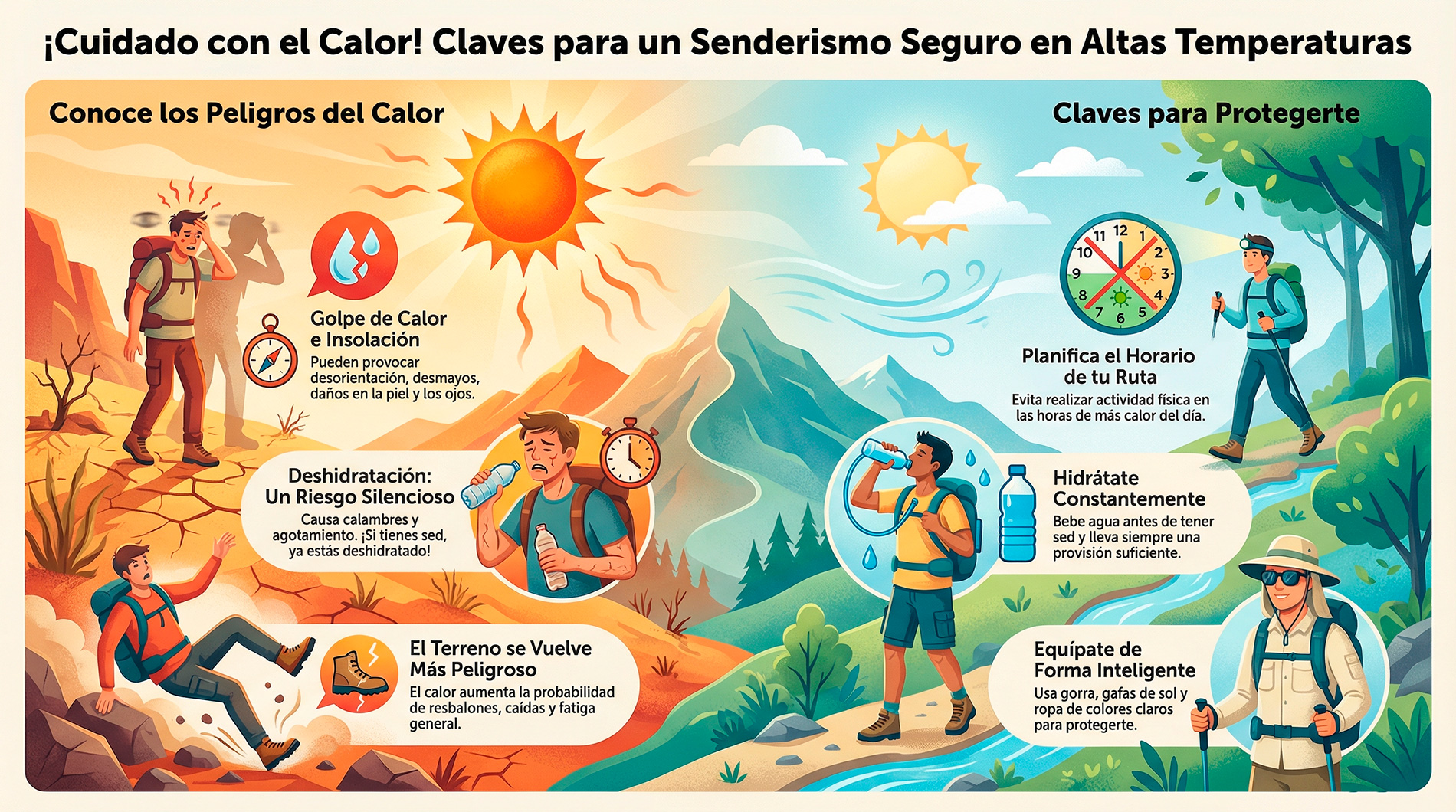 El fuerte calor en las rutas de senderismo