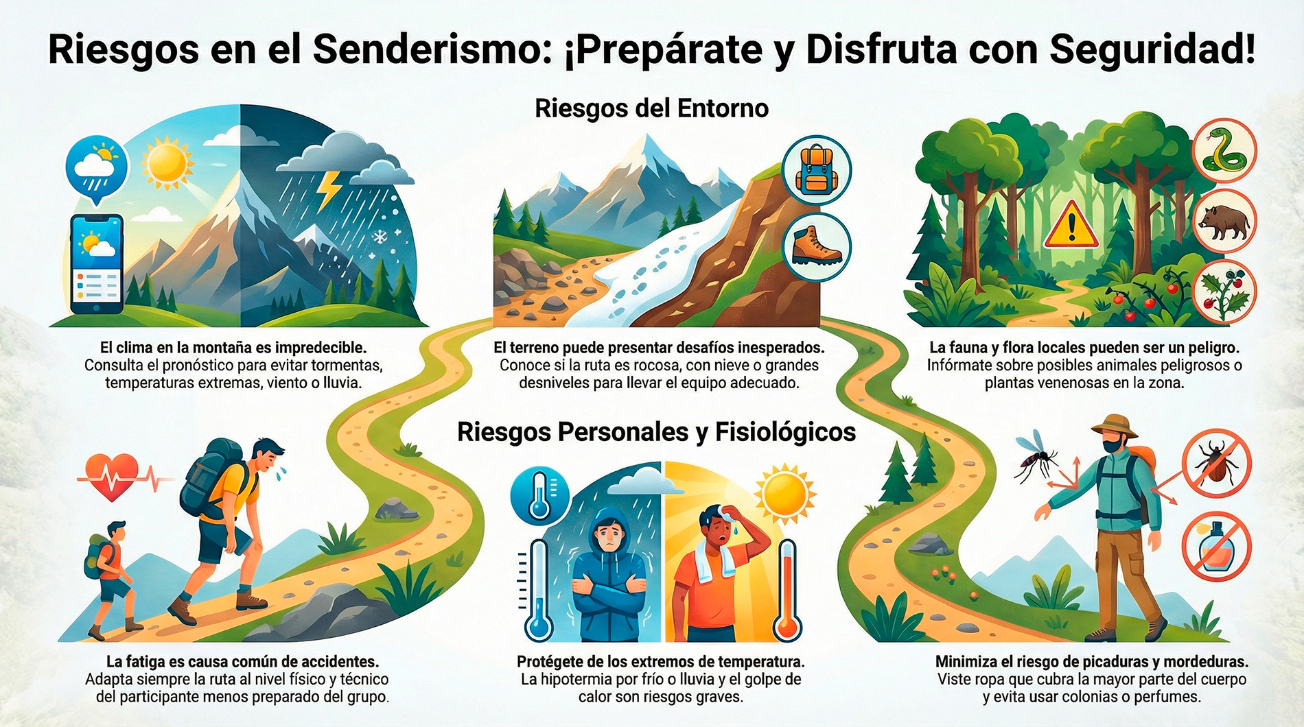 Riesgos en las rutas de senderismo