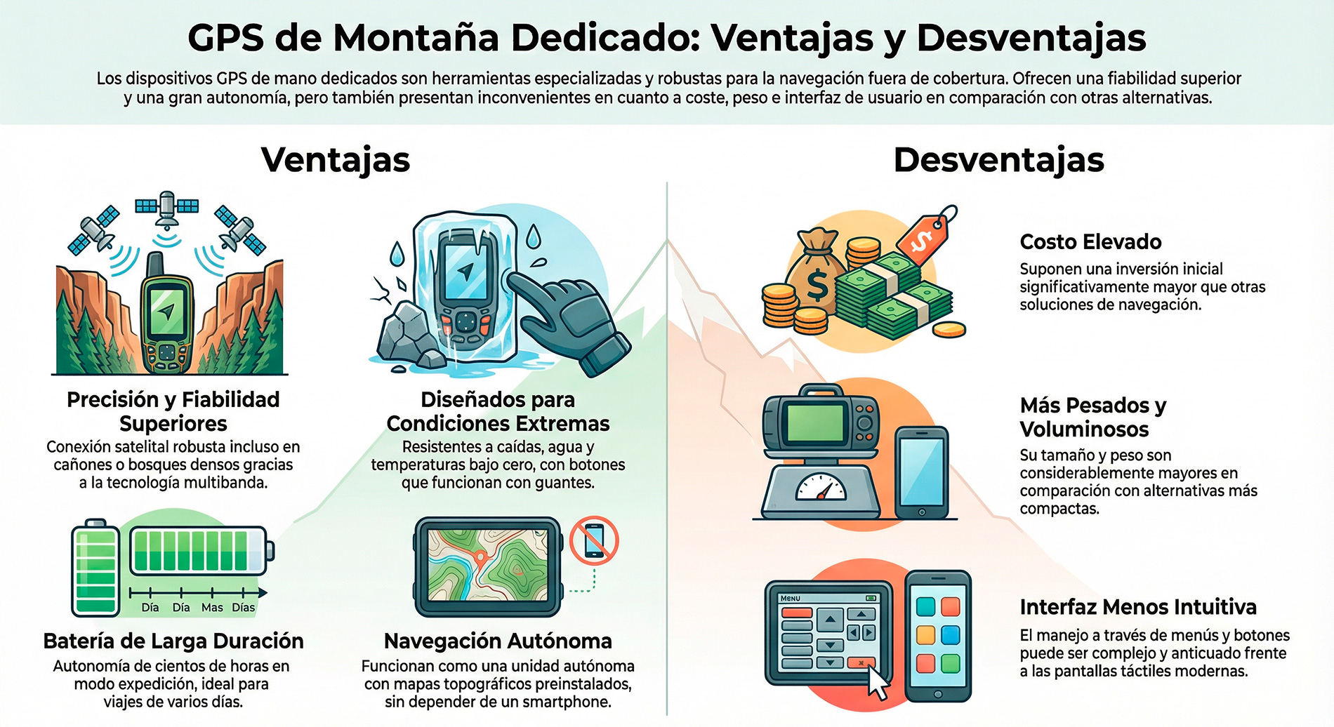 Ventajas y desventajas de los gps de montaña