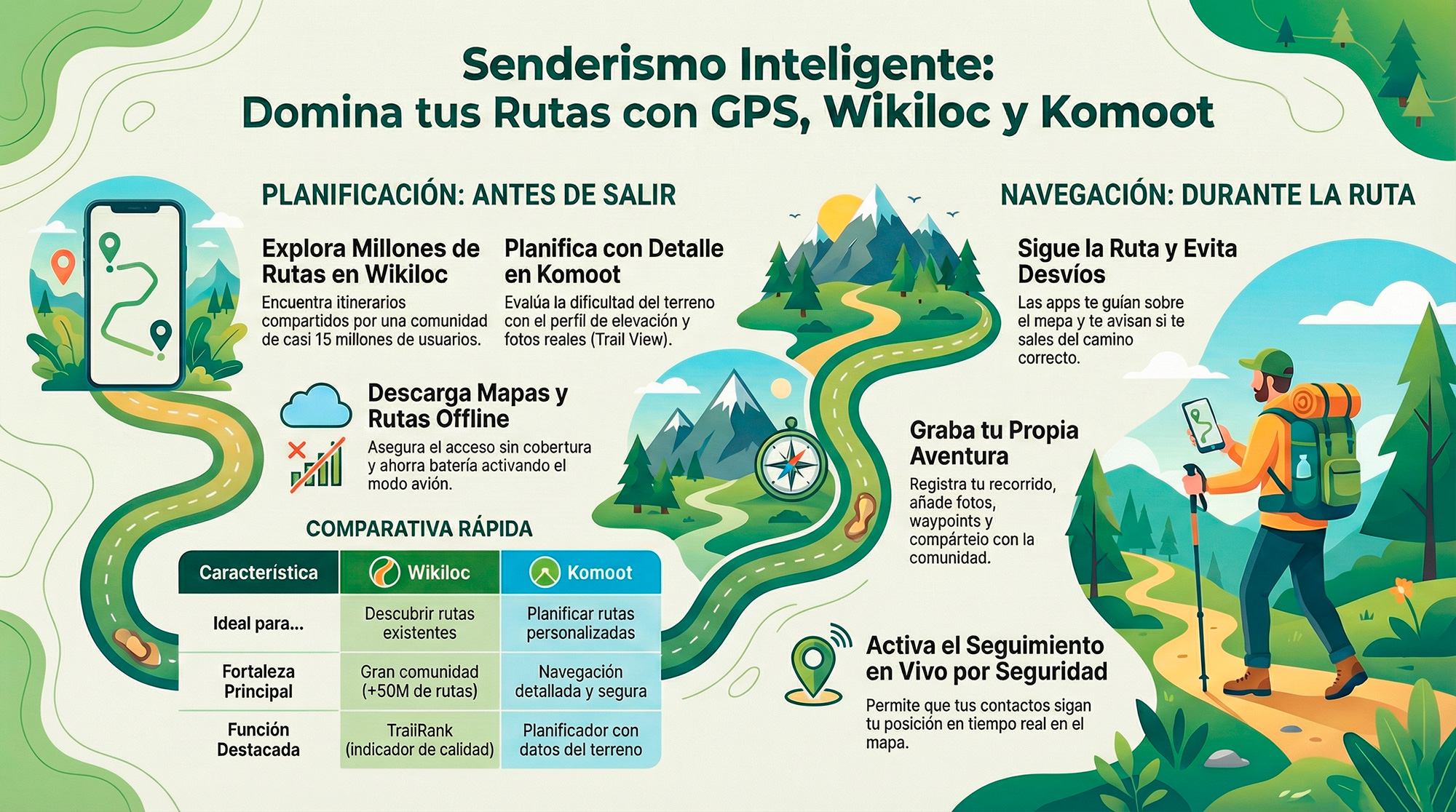 Uso de wikiloc y komoot en senderismo