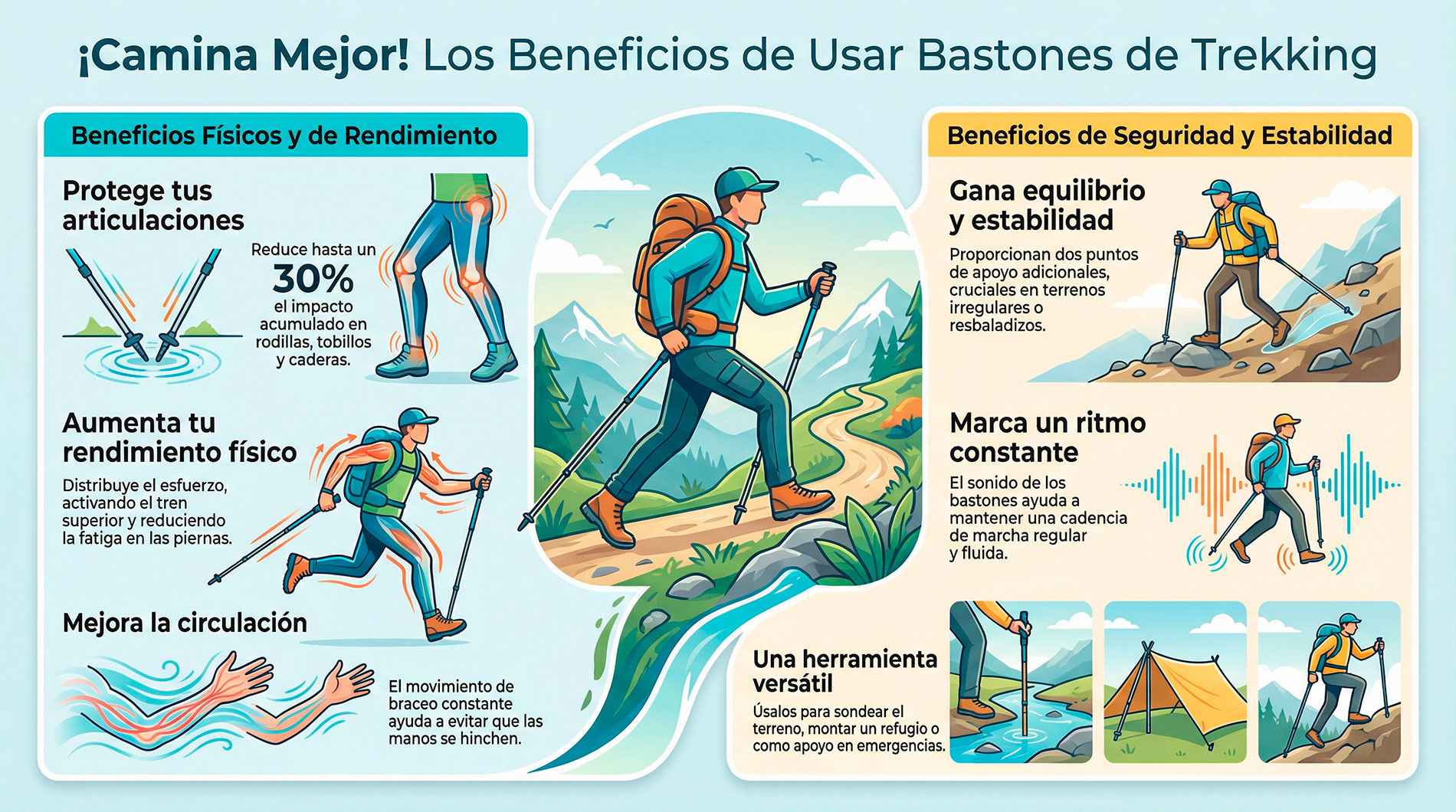 Beneficios usar bastones de senderismo